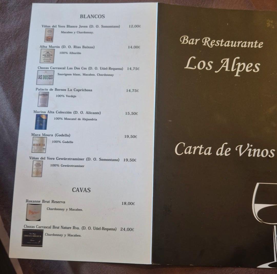 Carta de vinos